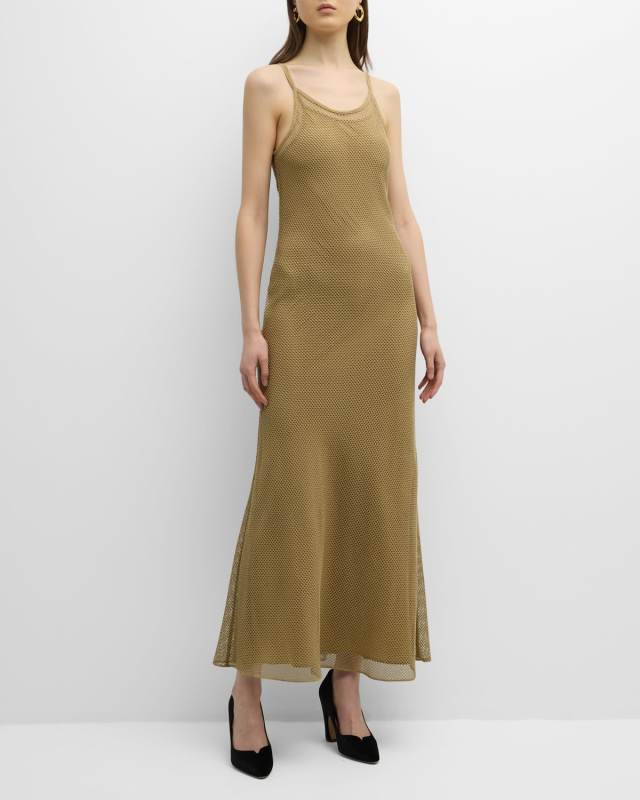 x Atelier Jolie Layered Fishnet Maxi Slip Dress